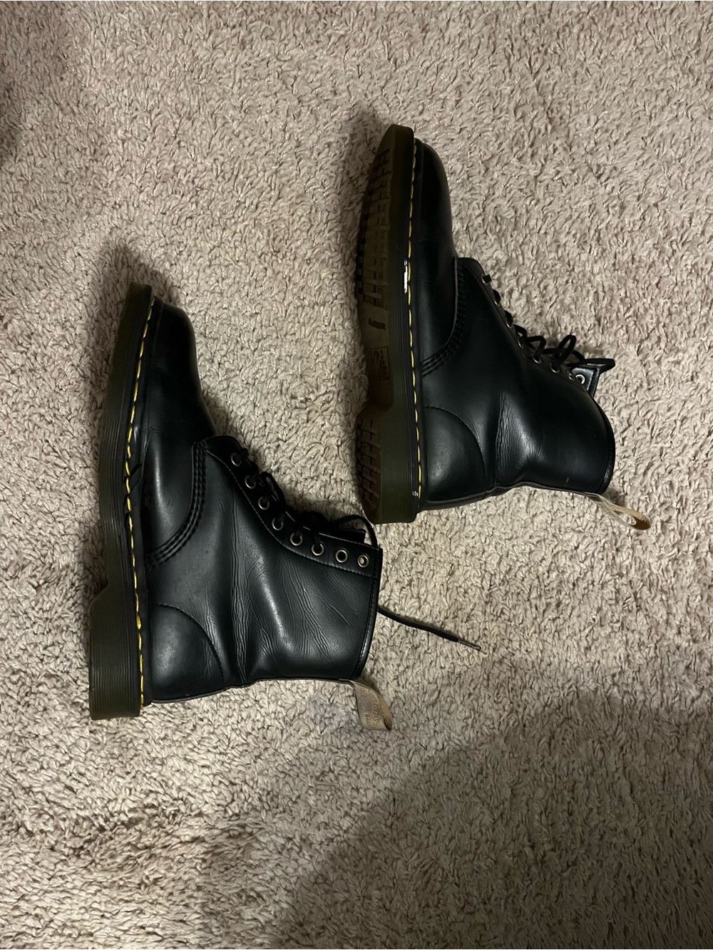 Dr. Martens Vegan 1460 Lace-Up Combat Boots with Yellow Stitching 9M/10W